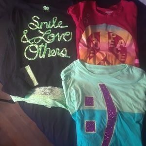 Lot of 3 Girls size 10-12 long sleeve shirts